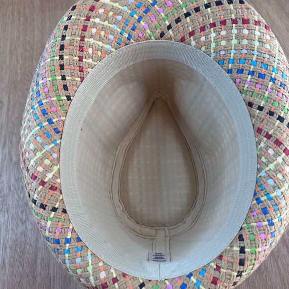 Joe Boxer Multicolor Straw Fedora Hat OSFM Fall Boho Transitional Accessory - Picture 3 of 5